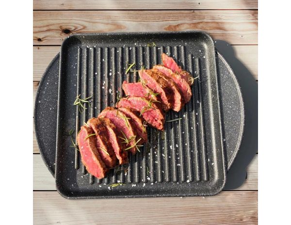 Plancia Barbecue Quadrata In Alluminio Alimentare Pressofuso 27x27 Per Fornello A Gas